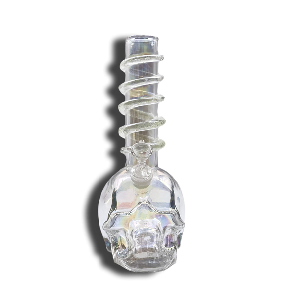 12" SKULL BLOWN SOFT GLASS GLOW BONG