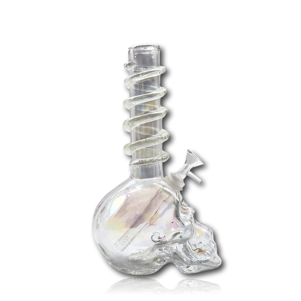 12" SKULL BLOWN SOFT GLASS GLOW BONG