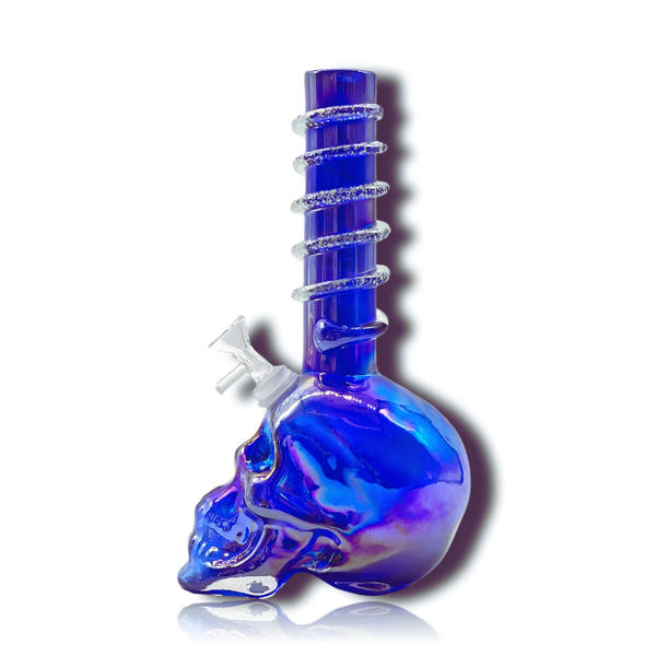 12" SKULL BLOWN SOFT GLASS GLOW BONG