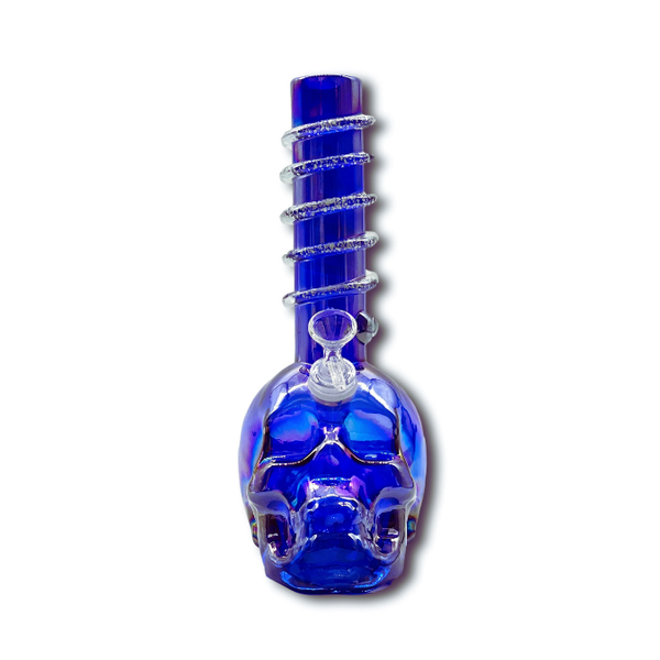 12" SKULL BLOWN SOFT GLASS GLOW BONG