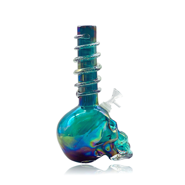 12" SKULL BLOWN SOFT GLASS GLOW BONG