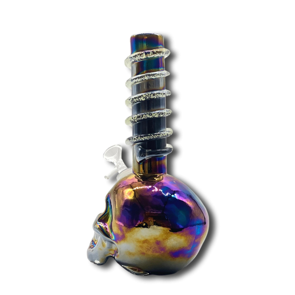 12" SKULL BLOWN SOFT GLASS GLOW BONG