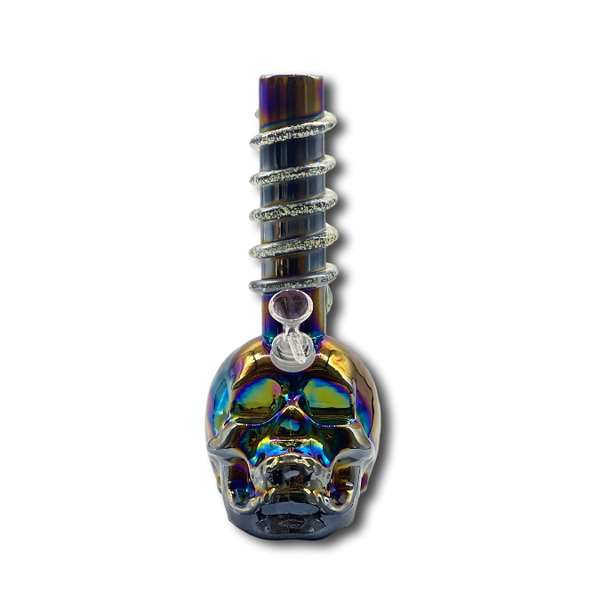 12" SKULL BLOWN SOFT GLASS GLOW BONG