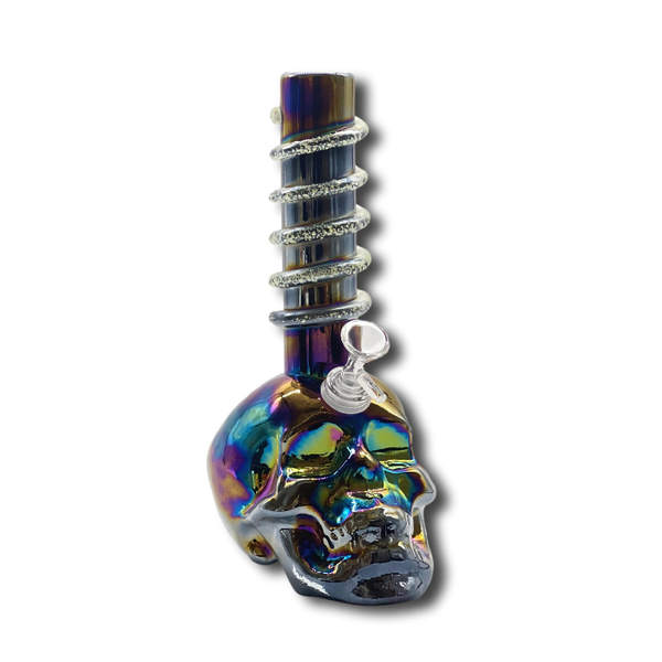 12" SKULL BLOWN SOFT GLASS GLOW BONG