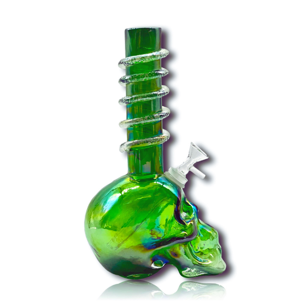 12" SKULL BLOWN SOFT GLASS GLOW BONG