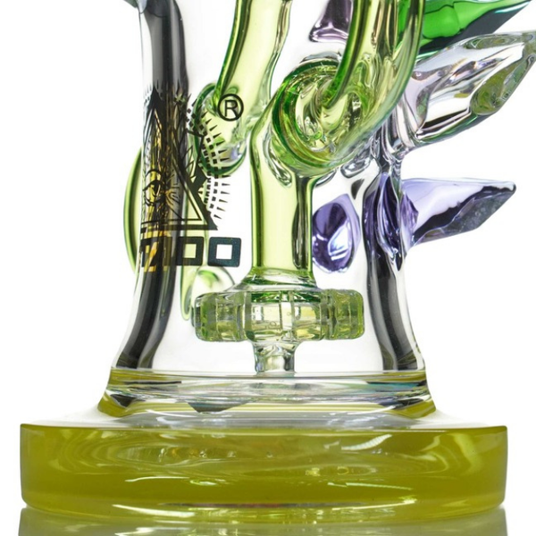 12" TATTOO GLASS KIWI SAPPHIRE RECYCLER DAB RIG