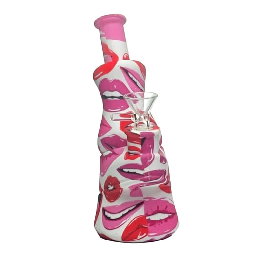 Kissy Lips and Firey Skull Silicone Water Pipe