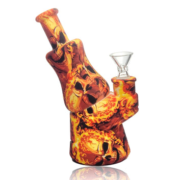 Kissy Lips and Firey Skull Silicone Water Pipe