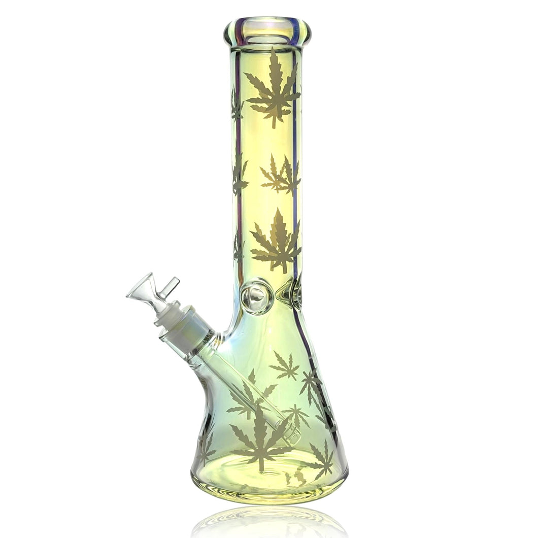 Glass Leaf Electroplated Beaker Water Pipe