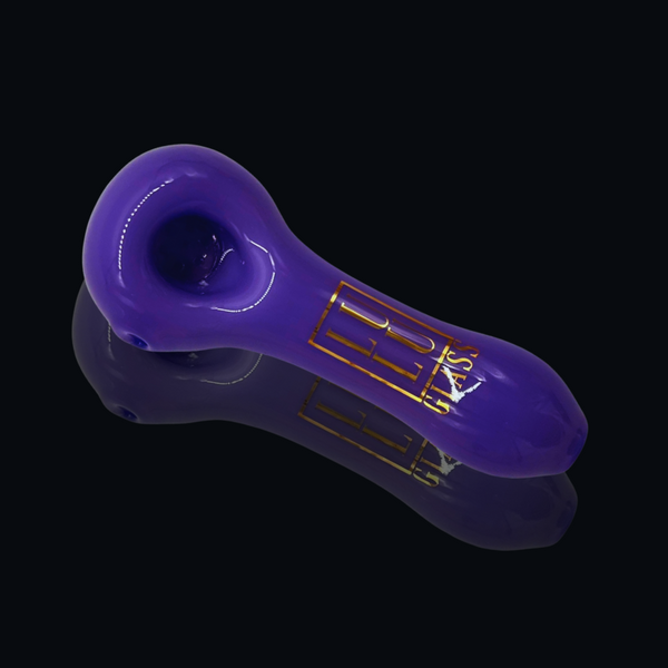 5" LULU COLORFUL SHAPE GLASS HAND PIPE PURPLE FRONT SIDE