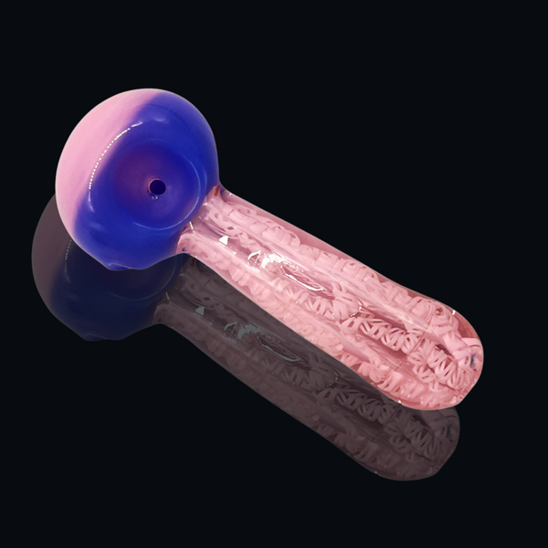 5" PINK HEAD GLASS HAND PIPE Front side 