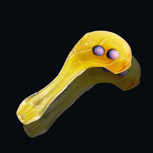 5" Vibrant Yellow Side Dots Glass Hand Pipe, a stylish and durable smoking accessory designed to elevate your smoking experience.