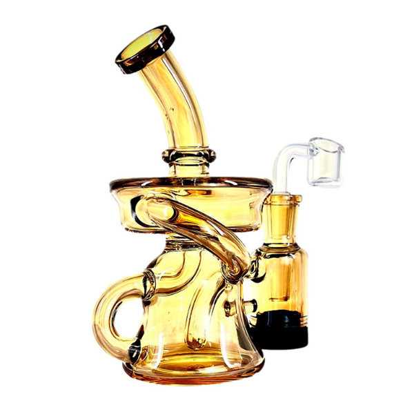 7" CRYSTAL GLASS RECYCLER DAB RIG WITH RECLAIMER GOLD 