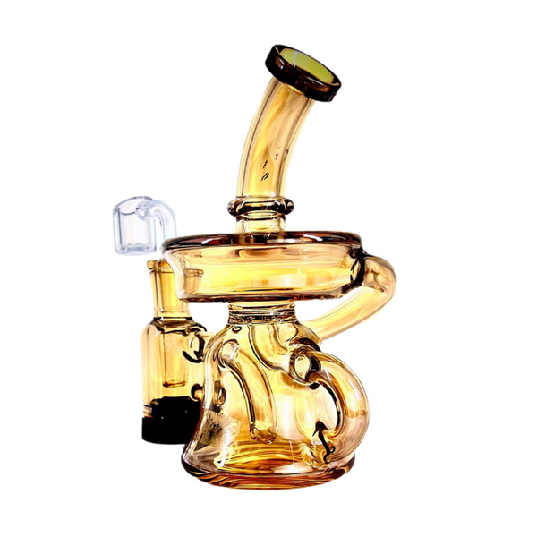 7" CRYSTAL GLASS RECYCLER DAB RIG WITH RECLAIMER GOLD 