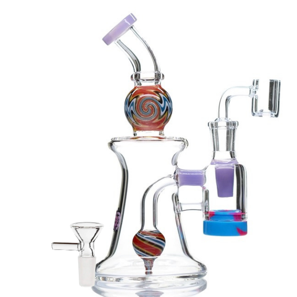 8" CRYSTAL GLASS CANDY SWIRL RECLAIMER DAB RIG