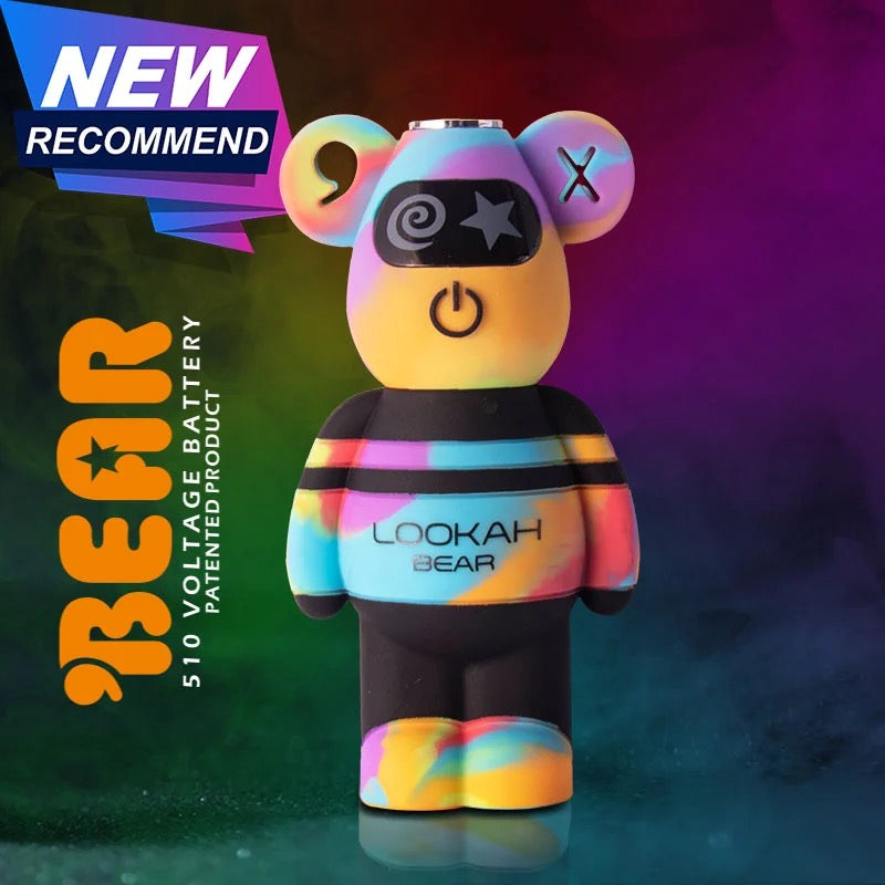Introducing the Lookah Bear 510 Vape Battery:  Cute and compact design with a soft silicon body.