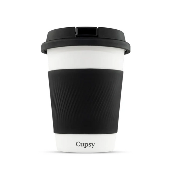 Puffco Cupsy Coffee Cup Bong. Cupsy is a water pipe cleverly disguised as a simple coffee cup.  Its revolutionary design pairs an unassuming everyday object with a high-performance bubbler system.  Cupsy features a ceramic bowl for flower that keeps the taste pure and stows away inside a hidden storage compartment when not in use, making it portable without compromising on experience.