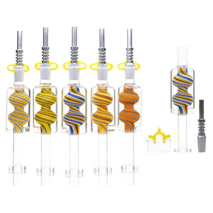 Glass Freeze Swirl Nectar Collector Kit:  Elevate your dabbing game with the Glass Freeze Swirl Nectar Collector Kit, featuring a stunning swirl design and premium components for a top-notch experience.