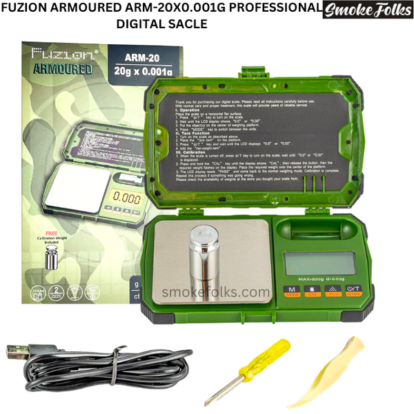 Fuzion Armoured Arm 20g x 0.001g Professional Digital Scale main image of the scale show all items come with scale 