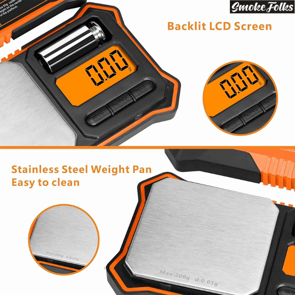 Fuzion FU-200 Professional Digital Scale orange color showing scale screen and the place where you put weight image 