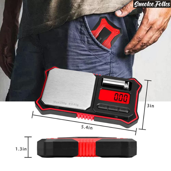 Fuzion FU-200 Professional Digital Scale red color measurement and how it fit in pocket image 