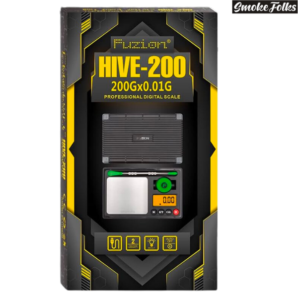 Fuzion Hive 200g x 0.01g Professional Digital Scale black color box front side image 