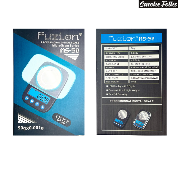 Fuzion MS-50 Professional Digital Scale front and back side box image 