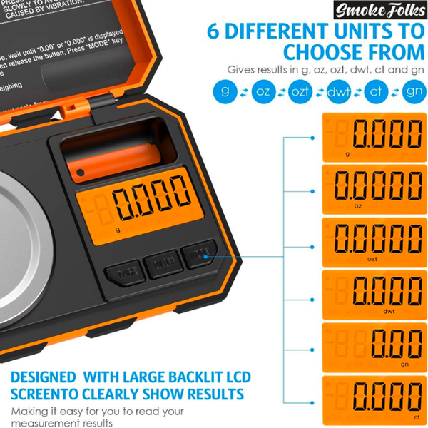 Fuzion UF20H x 0.001g Professional Digital Mini Scale orange color showing screen image 
