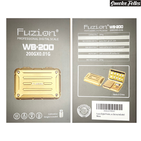 Fuzion WB-200 x 0.01g Professional Digital Scale front and back side box image 