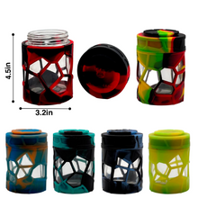 Load image into Gallery viewer, Introducing the Space King Stackable Silicone Glass Jar – the latest innovation in discreet and versatile storage. This silicone-covered glass stash jar, adorned with a child-proof lid, is not just storage; it&#39;s a stylish addition to the Space King family. Let&#39;s explore the features that make this jar a game-changer:
