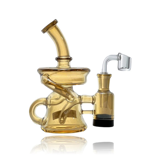 Introducing theCrystal Glass Candy Swirl Dab Rig With Reclaimer  Mini Dab Rig – Unleash the Power of Miniature Elegance
