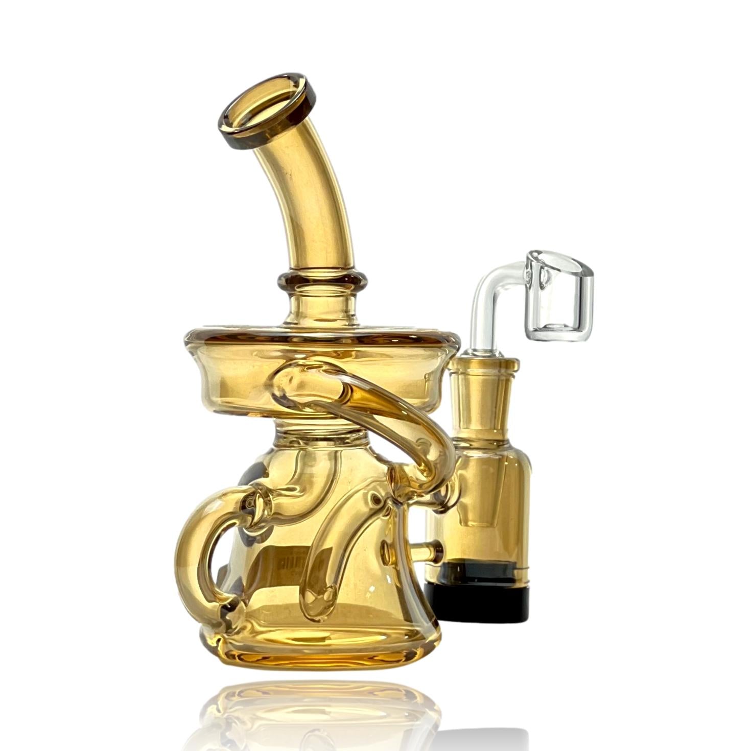 Introducing theCrystal Glass Candy Swirl Dab Rig With Reclaimer  Mini Dab Rig – Unleash the Power of Miniature Elegance