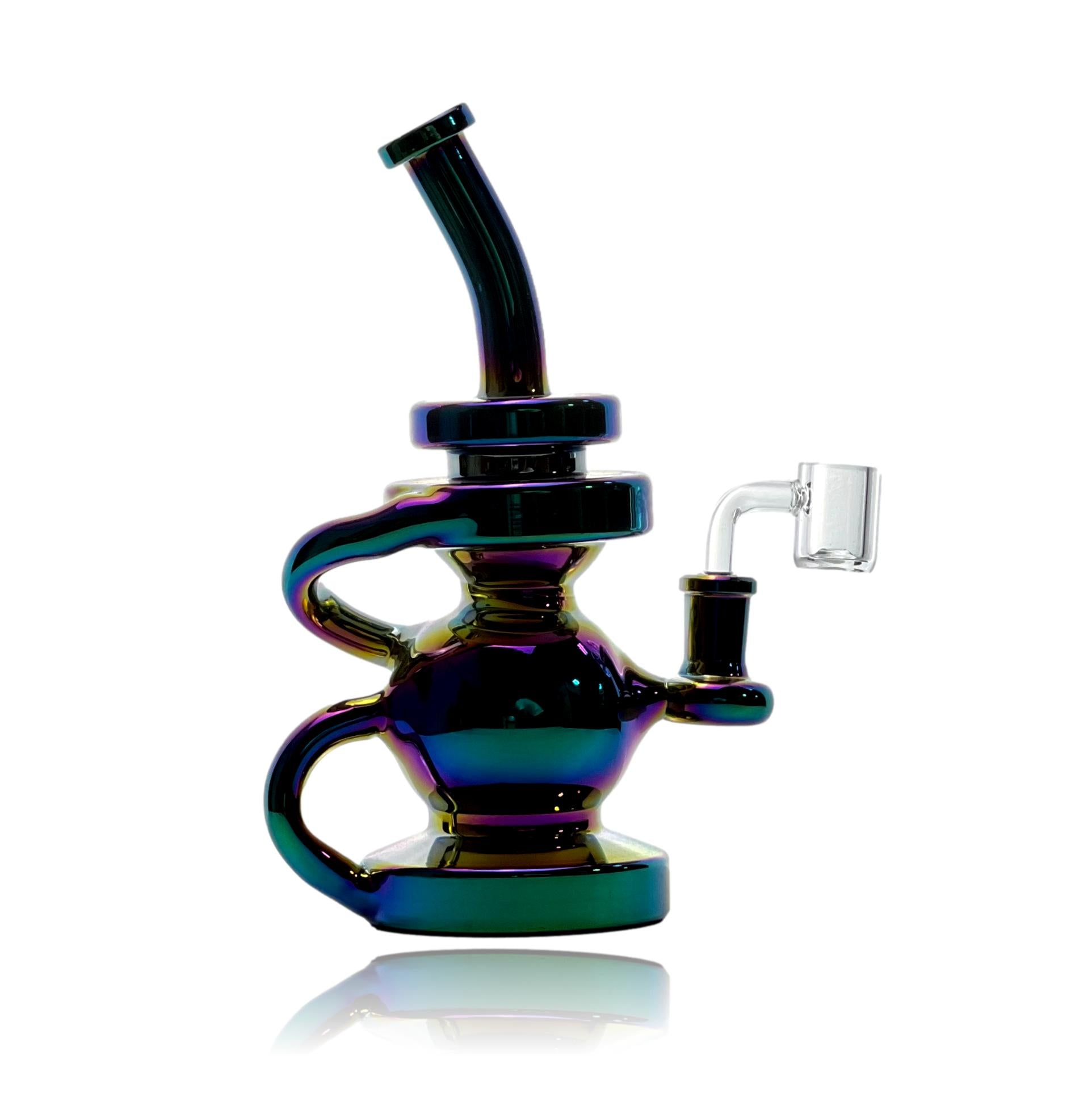 Introducing the Mini Electro Recycler Bong – Futuristic Style, Maximum Impact.  Step into the future of smoking with our Mini Electro Recycler Bong, a compact marvel that combines cutting-edge design with maximum functionality. Crafted with precision and featuring an electro-inspired aesthetic, this mini bong promises a smoking experience that's small in size but massive in impact.