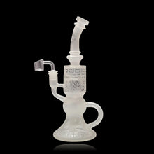 Load image into Gallery viewer, Introducing the &quot;Lost in the Frost&quot; 10&quot; Recycler Bong – A Mesmerizing Journey into Icy Elegance  Embark on an enchanting experience with the &quot;Lost in the Frost&quot; 10&quot; Recycler Bong, a piece that fuses aesthetic beauty with functional innovation. Crafted with precision and designed to captivate, this recycler bong promises an unparalleled journey into the realm of icy elegance.
