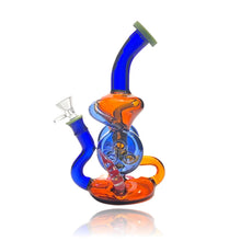 Load image into Gallery viewer, Introducing the Kandy Double Horn Recycler Rig– Elevate Your Smoking Experience with Dual Cyclonic Precision  Embark on a journey of unparalleled smoking sophistication with our Double Horn Recycler Bong. Meticulously crafted to redefine your smoking rituals, this bong features dual cyclonic horns that not only captivate the eye but also enhance the cooling and filtration process for an extraordinary, smooth draw.
