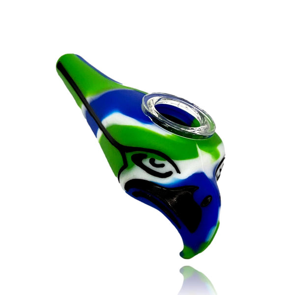 Silicone Seahawks Hand Pipe with Glass Bowl