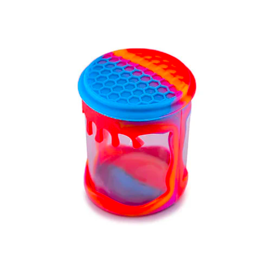 Introducing the Glass Jar With Silicone Sleeve – a compact powerhouse designed for both style and functionality. This sleek glass jar, standing at 3 inches tall and 2.25 inches wide, is not just a storage solution; it's a statement of durability and sophistication. Let's explore the features that make this jar a must-have: