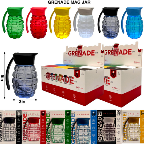 Arsenal Military Grenade Airtight Jar W/LED Light & Magnifying Glass