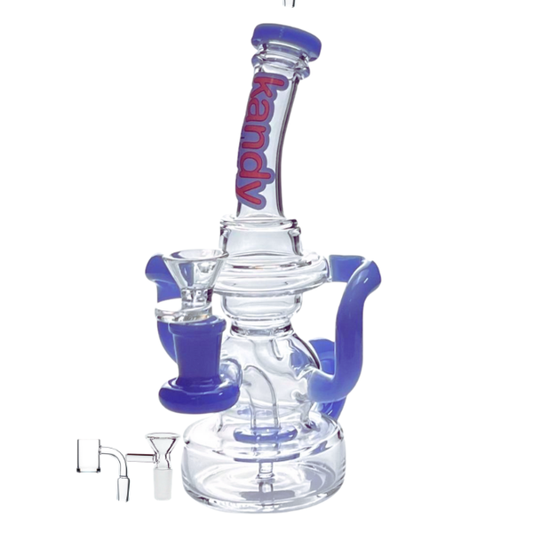 KANDY GLASS BENT NECK RECYCLER WATER PIPE