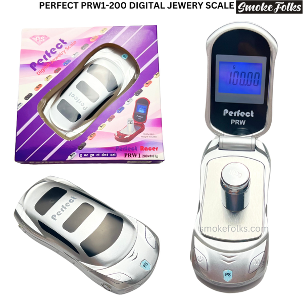 Perfect Racer PRW1-200G Digital Jewelry Scale silver color image showing all items come with scale 