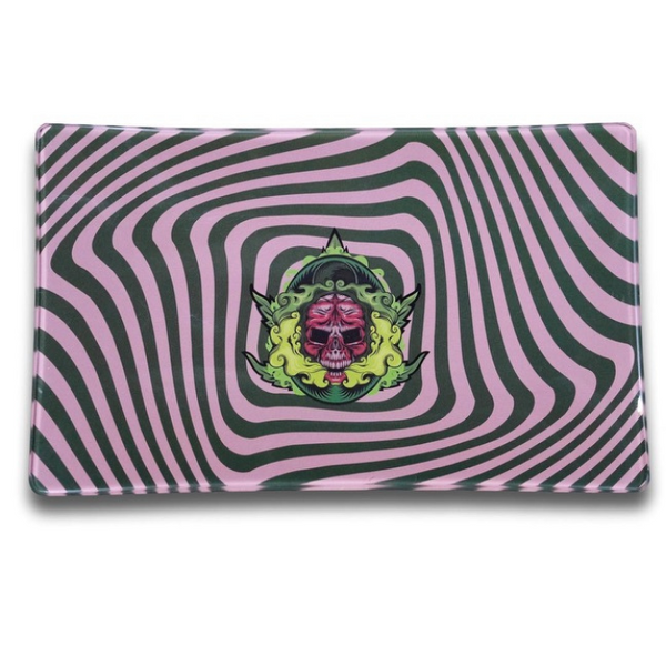 SHATTER-RESISTANT GLASS ROLLING TRAY 10" x 6"