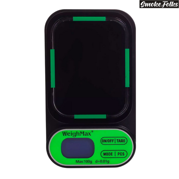 Weighmax L2 100 X 0.01G LED Digital Scale green color front side image 