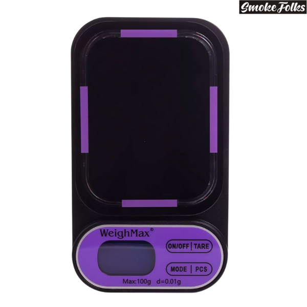 Weighmax L2 100 X 0.01G LED Digital Scale purple front side image 