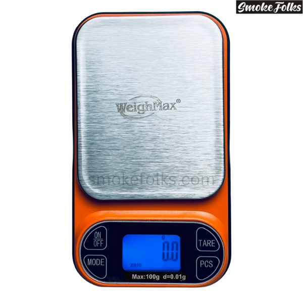 Weighmax 2T-100 X 0.01G LED Digital Scale orange color front side image 