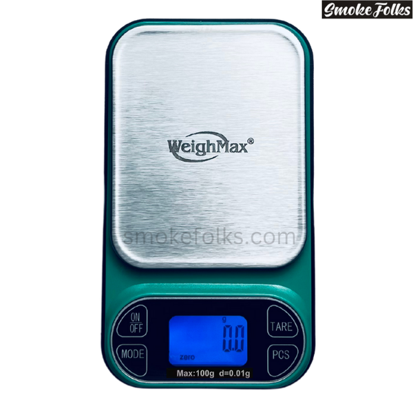 Weighmax 2T-100 X 0.01G LED Digital Scale green color front side image 