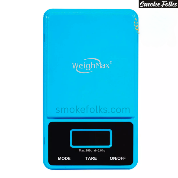 Weighmax NJ-100 X 0.01G Digital Scale blue color front side image 