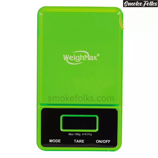 Weighmax NJ-100 X 0.01G Digital Scale green color front side image 