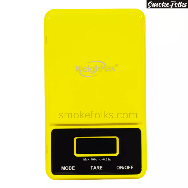 Weighmax NJ-100 X 0.01G Digital Scale yellow color front side image 