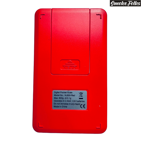 Weighmax NJ-800 Digital Pocket Scale red color back side image 