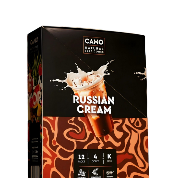 CAMO PRE-ROLLED CONES - 4 PACK SAMPLER – CAMO Natural Wraps RUSSIAN CREAM BOX 